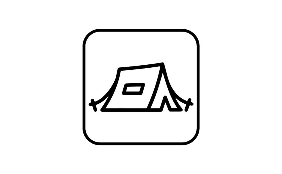 tent setup by the lake